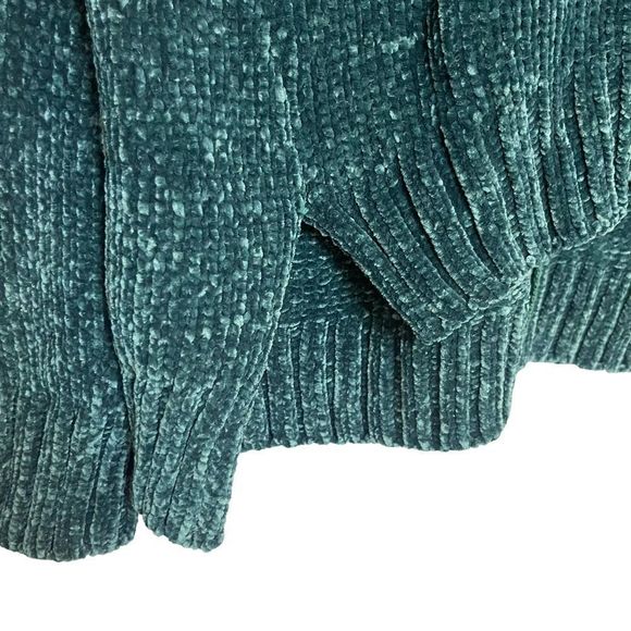 New Marled Reunited Cowl Turtleneck Evergreen Chenille Knit Sweater Green - Picture 10 of 15